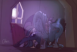 2014 aiko_stable alicorn bat_pony cum cum_inside cutie_mark duo equine female feral friendship_is_magic from_behind hair horn horse long_hair male mammal membranous_wings my_little_pony night open_mouth pegasus pony princess_luna_(mlp) royal_guard_(mlp) sex straight wings