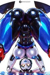 1robot_girl abs ai_generated big_breasts blue_nipples breasts glowing_eyes hi_res looking_at_viewer looking_back nipples no_bra poncedart robot_humanoid tagme upscaled white_background