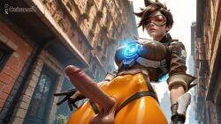 1futa abs ai_generated balls big_balls big_breasts breasts curvy cutanari dickgirl futa_only futanari looking_at_viewer nipples nsfw nude overwatch penis perfect_body ready_to_fuck small_waist smile solo tan_skin testicles tracer