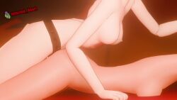 2girls 3d alternate_version_available animated black_hair blue_eyes dark-skinned_female dark_skin hand_on_head infected_heart lecheryamoreva light-skinned_female light_skin lying lying_on_stomach medium_breasts nude nude_female prone_bone raven_branwen red_eyes rwby short_hair sound strap-on vernal very_short_hair video yuri