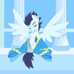 animal_genitalia balls equine friendship_is_magic green_eyes horsecock hoverrover looking_at_viewer male mammal my_little_pony pegasus penis presenting soarin_(mlp) solo wings wonderbolts_(mlp)