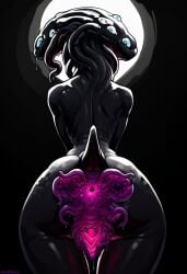 1girls ai_generated anus ass black_body darkeffect female_only flower_pussy glowing_genitalia looking_at_viewer looking_back monster monster_girl nightmare_fuel nightmare_waifu nude presenting_hindquarters presenting_pussy pussy pussy_tentacles rear_view solo solo_female solo_focus tentacle unusual_anatomy unusual_pussy