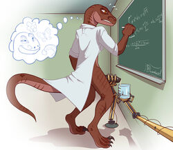 1boy anthro chalkboard classroom clothing cum cum_milking dawmino dinosaur equations erection handjob labcoat machine male male_only math mechanical penis penis_milking precum quadratic_formula raptor robot scales scalie scientist solo talons thought_bubble