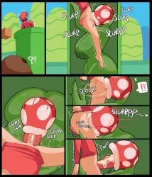 1boy 1girls big_ass big_breasts blowjob carrying_partner cock_hungry cum cum_hungry cum_in_mouth cum_on_tongue deepthroat fellatio female flora_fauna interspecies kuerno male mario mario_(series) oral piranha_plant plant_girl plant_humanoid sex size_difference thick_thighs wide_hips