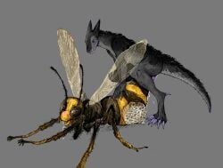 ambiguous_gender anthro arthropod digital_media_(artwork) duo feral from from_behind_position hymenopteran insects jeffusherb male penetration pixel_(artwork) sex wasp