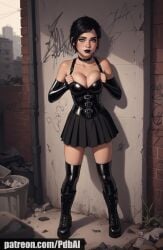 ai_generated alternate_costume big_breasts black_hair black_lipstick ellie_(the_last_of_us) ellie_williams goth goth_girl large_breasts lipstick pdbai skirt tagme the_last_of_us