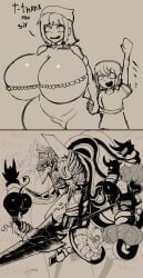 2girls amputee demon good_end huge_breasts imp imp_male khadhunter7 knight lewdicrousart lurker_(species) monochrome mother_and_daughter onahole_transformation rape raped_by_monster saved sketch tagme tentacle tentacle_on_male tied_up transformation