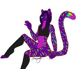 2014 ass bottomless clothed clothing feline girly half-dressed jarvis legwear looking_at_viewer male mammal plain_background sheath sitting solo super_gay tiger white_background yellow_eyes