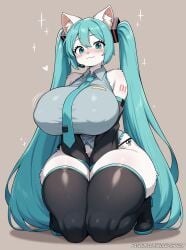 1girls anthro ass big_ass big_breasts big_nipples big_thighs blush breasts butt cat_ears cat_girl cat_tail catgirl clothing cyan_eyes cyan_hair feline female female_only fur furry gigantic_ass gigantic_breasts gigantic_thighs hatsune_miku huge_ass huge_breasts huge_thighs kuru_tyan looking_at_viewer neko nipples pawpads paws solo tagme tail thick_thighs thighs thunder_thighs twintails underboob vocaloid white_hair wide_hips