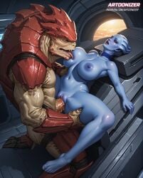 ai_generated alien alien_girl artoonizer asari bioware blue_eyes blue_skin breast_sucking choker closed_eyes electronic_arts huge_breasts huge_cock interspecies krogan legs_grab liara_t'soni mass_effect massive_breasts missionary missionary_position open_mouth orgasm sex spread_legs stable_diffusion vaginal_penetration vaginal_sex