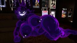 big_breasts ear_piercing karelia_(acerattman) nipple_piercing purple_skin pussy smiler_(the_backrooms) vrchat vrchat_avatar vrchat_model