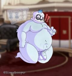 anthro balls big_balls bodily_fluids cappy_(mario) foreskin full-length_portrait genitals ghost hi_res male mario_(series) mario_bros nintendo penis portrait slimygooper solo spirit stretch_marks super_mario_odyssey surprised_expression sweat tight_foreskin uncircumcised unsure