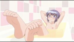 ai_assisted ai_generated bath feet feet_up flat_chest flat_chested hidamari_sketch nude_filter sae_(hidamari_sketch) small_breasts teen teen_girl teenage_girl teenager tiny_breasts