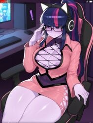 1girls ai_generated breasts equestria_girls female female_only friendship_is_magic glasses hasbro looking_at_viewer my_little_pony nipples pubic_hair purple_hair sci-twi shy smiling_at_viewer soles solo solo_female twilight_sparkle_(mlp)