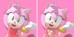 1girls amy_rose anthro before_and_after breasts cirax2024 cute edit edited_image edited_official_artwork eyelashes female female_only furry green_eyes looking_at_viewer nipples nude nude_female open_mouth pink_fur pink_hair pointy_ears solo_female sonic_(series) sonic_the_hedgehog_(series) upscaled