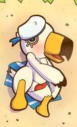 2014 animal_crossing animal_genitalia avian bird blush erection gulliver_(animal_crossing) looking_at_viewer mabit male male_only nintendo open_mouth penis seagull solo video_games