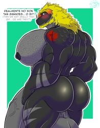 absurd_res arm_tattoo ass back_muscles balls bandai_namco bangs big_balls big_butt big_pecs big_penis blackwargreymon blonde_hair blush digimon digimon_(species) dragon english_text furry genitals hair hi_res horn huge_cock huge_pecs humanoid looking_down male mike_dramon mike_dramon_(artist) muscular muscular_arms muscular_male mythological_creature mythological_scalie mythology nipples pecs penis rear_view scalie solo tattoo text