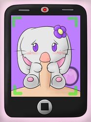 2013 blush camera duo faceless_male female flower furry handjob humanoid_penis lagomorph lantha male mammal milachu92 penis phone plant purple_eyes rabbit whiskers