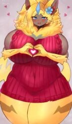 aurora_(nbanoob) big_breasts breasts cleavage female furry huge_breasts in_pnj tagme thick_thighs wide_hips zeraora