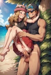ai_generated buff_male cock cum cum_inside pokemon raw_sex serena_(pokemon) sex skinny_female swimmer_(pokemon) tan_body