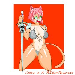 anthro big_breasts bikini bikini_armor cat_ears cat_tail catgirl domestic_cat furry furry_female furry_only glasses rpg thick_thighs wide_hips