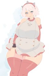 big_breasts big_thighs blue_eyes breasts chubby chubby_female chubby_girl elphelt_valentine fat fat_girl guilty_gear guilty_gear_strive napolitane thick_thighs tummy white_hair