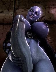 1futa 2014 3d alien areola asari big_breasts breasts erect_nipples erection futa futa_only futanari intersex liara_t'soni looking_at_viewer mackeymike mass_effect navel nipples one_eye_closed penis precum rape_face smile solo source_filmmaker taker_pov wink