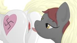 aryanne_(mlp) ass blonde_hair brown_hair clitoris cunnilingus duo equine female friendship_is_magic grey_fur hair heart horse mammal my_little_pony myfriendsmustntknow nazi oral pony pussy sex vaginal_penetration veronika white_fur yuri