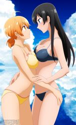 2d 2d_(artwork) 2d_artwork 2girls ahoge bare_arms bare_belly bare_chest bare_hands bare_hips bare_legs bare_midriff bare_navel bare_shoulders bare_skin bare_thighs belly belly_button bikini bikini_bottom bikini_only bikini_top black-haired_female black_bikini black_bikini_bottom black_bikini_top black_hair black_string_bikini black_swimsuit black_swimwear blue-eyed_female blue_eyes blue_sky breast_press breast_press_on_chest breast_squeeze breasts breasts_press breasts_pressed_against_another breasts_pressed_against_partner breasts_pressed_together brown-eyed_female brown_eyes busty busty_female busty_girl cleavage clouds collarbone curvaceous curvaceous_body curvaceous_female curvaceous_figure curvaceous_hips curvy curvy_body curvy_female curvy_figure curvy_hips day daylight daytime digital digital_art digital_drawing digital_drawing_(artwork) digital_media digital_media_(artwork) elbows exposed_arms exposed_belly exposed_chest exposed_hips exposed_legs exposed_midriff exposed_navel exposed_shoulders exposed_skin exposed_thighs female female_focus female_only fingers from_side ginger ginger_hair groin hair_between_eyes half_naked half_nude halterneck hand_on_another's_arm hand_on_another's_leg hand_on_another's_thigh hand_on_arm hand_on_leg hand_on_thigh high_resolution highres hourglass_figure knees koito_yuu large_breasts lean_figure lesbian_focus lesbian_only long_hair looking_down looking_down_at_another looking_down_at_partner looking_up looking_up_at_another looking_up_at_partner medium_breasts midriff multiple_females multiple_girls mutual_yuri naked naked_female naked_woman nanami_touko narrow_waist navel nude nude_female nudity orange-haired_female orange_eyebrows orange_hair orange_hair_female outdoor outdoor_nudity outdoors outside pressing_breast_on_partner pressing_breasts pressing_breasts_together profile pushing_breasts_together pushing_breasts_up semi_nude shoulders shugo19 sky slender_body slender_waist slim_waist squeezing_breast squeezing_breasts squeezing_breasts_together standing string_bikini swimsuit swimwear thighs twintails twintails_(hairstyle) upper_body wide_hips yagate_kimi_ni_naru yellow_bikini yellow_bikini_bottom yellow_bikini_top yellow_string_bikini yellow_swimsuit yellow_swimwear yuri