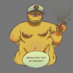bloodshot_eyes captain captain_sweeper censored fat fat_male gay gay_male impending_sex insulting_viewer male male_only minesweeper minesweeper_plus naked naked_male obese obese_male overweight overweight_male pipe sailor sailor_hat smoke solo solo_male upset weed yellow yellow_skin