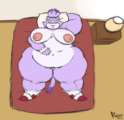 anthro areola bbw bed big_belly big_breasts blaze_the_cat breasts cat fat fate/stay_night feline female female_only fur hair huge_belly huge_breasts kazecat looking_at_viewer lying mammal morbidly_obese morbidly_obese_anthro morbidly_obese_female nipples obese on_back overweight purple_fur sega solo sonic_(series) ssbbw video_games yellow_eyes