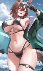 1girls artist_request belly brown_hair fit_female horse_ears horse_girl kemonomimi large_breasts light-skinned_female navel sideboob sirius_symboli_(umamusume) slim_waist source_request thick_thighs umamusume underboob wide_hips