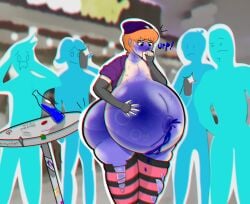 1boy androgynous arm_warmers ass ass_expansion belly belly_bulge belly_button belly_expansion blue_nose blueberry_inflation bottomless burp burping chest femboy inflation inflation_sequence light-skinned_male light_skin male male_only navel nipples outie_navel pecs ripped_clothing sequence skin_turning_blue smutstrut spherical_inflation thick_thighs thigh_expansion thighhighs thighs wide_hips