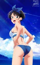 1girls 2d 2d_(artwork) 2d_artwork ass ass_cleavage ass_crack back back_dimples backboob bare_arms bare_back bare_hands bare_legs bare_shoulders bare_skin bare_thighs bikini bikini_bottom bikini_only bikini_top black-haired_female black_hair blue_background blue_bikini blue_bikini_bottom blue_hair_ribbon blue_hair_tie blue_hairband blue_ribbon blue_sky blush blush_face blushing_at_viewer blushing_female blushing_lines breasts busty busty_female busty_girl busty_teen clouds collarbone day daylight daytime digital digital_art digital_drawing digital_drawing_(artwork) digital_media digital_media_(artwork) dimples_of_venus elbows exposed_arms exposed_back exposed_legs exposed_shoulders exposed_skin exposed_thighs female female_focus female_only fingers gluteal_fold green-eyed_female green_eyes hair_ribbon hair_tie hairband halterneck high_resolution high_school_student highres inframammary_fold kanojo_okarishimasu lean_figure looking_at_viewer median_furrow medium_breasts narrow_waist open_mouth open_mouth_smile outdoor outdoors outside parted_bangs parted_lips ribbon sarashina_ruka school_girl short_hair shoulder_blades shoulders shugo19 sideboob sky slender_body slender_waist slim_waist smile smiley_face smiling smiling_at_viewer solo standing string_bikini swimsuit swimwear teen_girl teenage_girl teenage_tits teenager thick_ass thick_butt thighs tongue upper_body upper_teeth white_bikini white_bikini_top white_swimsuit white_swimwear young_female young_woman