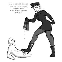 1boy 1girls angry ballbusting ballbusting_induced_orgasm ballbusting_orgasm celera_prime cfnm clothed_female clothed_female_nude_male female femdom nude_male sketch stomping_on_balls tagme