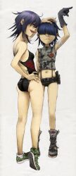 2d 2d_(artwork) 2d_artwork 2female 2females 2girl 2girls 2woman 2women ass bangs bangs_over_eye bangs_over_eyes blinding_bangs boots booty breasts clone combat_boots cyborg cyborg_girl cyborg_noodle female female_focus female_only girls girls_only gorillaz hair_co hair_covering_eye hair_covering_eyes hair_covering_one_eye hole_in_head kneepits midriff multiple_females multiple_girls navel noodle_(gorillaz) noodle_(plastic_beach) one-piece_swimsuit robot robot_girl robot_humanoid sharp_teeth shoes short_hair short_shorts shorts small_ass small_boobs small_breasts small_butt sneakers suspender_shorts suspenders swimsuit teeth two_females women women_only