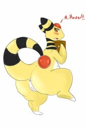 amber_eyes ampharos anus ass blush female kamikitsu looking_at_viewer looking_back nintendo package pokemon pokemon_(species) pussy raised_tail solo video_games