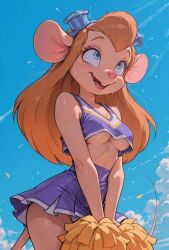 ai_animation ai_generated animated anthro cheerleader cheerleader_uniform chip_'n_dale_rescue_rangers dancing disney female furry gadget_hackwrench mouse navel pom_poms tagme underboob upskirt video wet