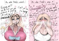 ahe_gao ahegao_face akamatsu_kaede angry before_and_after blonde_hair blue_eyes busty busty_female casual cleavage danganronpa danganronpa_v3 goggles goggles_on_head heart implied_yuri iruma_miu lumi_xiii musk_clouds musky oerba_yun_fang panty_sniffing pathetic_female pink_panties smell_description sniffing sniffing_panties sound_effects text yuri