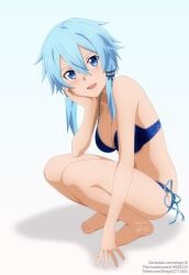 1girls 2d 2d_(artwork) 2d_artwork arm_support bare_calves bare_chest bare_hands bare_hips bare_knees bare_legs bare_midriff bare_shoulders bare_soles bare_thighs barefoot belly belly_button bikini bikini_bottom bikini_only bikini_top blue-eyed_female blue-haired_female blue_bikini blue_bikini_bottom blue_bikini_top blue_eyebrows blue_eyes blue_hair blue_string_bikini blue_swimsuit blue_swimwear blush blush_face blushing_at_viewer blushing_female blushing_lines breasts calves cleavage collarbone digital digital_art digital_drawing digital_drawing_(artwork) digital_media digital_media_(artwork) elbows exposed_arms exposed_chest exposed_hips exposed_legs exposed_midriff exposed_shoulders exposed_skin exposed_thighs exposed_toes feet female female_focus female_only fingers full_body hair_between_eyes half_naked half_nude halterneck head_tilt high_resolution highres knees lean_figure legs legs_folded long_hair looking_at_viewer looking_sideways looking_to_the_side medium_breasts midriff naked naked_female naked_woman narrow_waist navel nude nude_female nudity open_mouth open_mouth_smile parted_lips semi_nude shoulders shugo19 side-tie_bikini sidelocks simple_background sinon slender_body slender_waist slim_waist solo squatting squatting_female string_bikini swimsuit swimwear sword_art_online thighs tilted_head toes