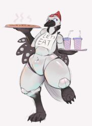 2025 ambiguous_gender android animatronic anthro avian avian_feet beak beverage bird black_body black_feathers blue_eyes chicken claws container digital_media_(artwork) dragomor english_text feathers featureless_crotch feet five_nights_at_freddy's food galliform grey_body hi_res holding_object layvan looking_at_viewer machine male navel phasianid picid pizza questionable red_body red_eyes robot safe_(disambiguation) scottgames simple_background solo standing steam tail tail_feathers text thick_thighs toes white_background white_body white_feathers wide_hips wings woodpecker