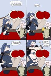 2023 2girls armor armored_female big_breasts black_eyes blue_eyes blue_hair breast_expansion breasts_bigger_than_head clothed clothed_female clothing english english_text female female_only fire_emblem fire_emblem_awakening gigantic_breasts growing growing_out_of_clothes growth growth_sequence huge_breasts letherhands69 light-skinned_female light_skin light_skinned_female long_hair lucina_(fire_emblem) medium_breasts nintendo red_armor ripped_clothing ripping_clothes ripping_clothing robin_(fire_emblem) robin_(fire_emblem)_(female) speech_bubble tall_female taller_female text text_bubble thought_bubble tiara twintails twintails_(hairstyle) white_hair