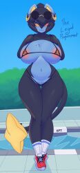 big_breasts breasts cleavage dullyarts female furry huge_breasts luxray pokemon pokemon_(species) tagme thick_thighs