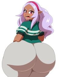 alternate_version_available annoyed ass big_ass dark_skin elf-san_wa_yaserarenai female kuroeda long_hair mechspazer purple_hair tagme