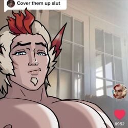 1boy 2d 2d_(artwork) artist_request bara bara_tiddies bara_tits big_pecs bird bird_boy bird_humanoid boobs_out breasts breasts_out cover_them_up_slut gay gay_male high_resolution highres himbo league_of_legends light-skinned_male light_skin male male_breasts male_only man_boobs meme meme_reference muscular muscular_male muscular_pecs nude nude_male nudity pale-skinned_male pale_skin pecs pecs_focus pectorals provocative rakan red_hair riot_games seductive seductive_look seductive_pose sexy sexy_pose solo solo_focus solo_male straight_to_gay tiktok tits_out twitter_username vastaya video_game_character video_games white_hair