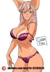 1girls big_breasts blonde_hair blue_eyes breasts character_request female female_only golden_foxx_(artist) goldenfoxx looking_at_viewer original panties seductive