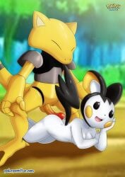 1boy 1girls abra anthro ass balls bbmbbf breasts emolga female furry furry_female interspecies male male/female monster nintendo open_mouth palcomix penis pokemon pokemon_(species) pokepornlive tongue