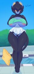 big_breasts breasts cleavage dullyarts female furry huge_breasts luxray pokemon pokemon_(species) tagme thick_thighs