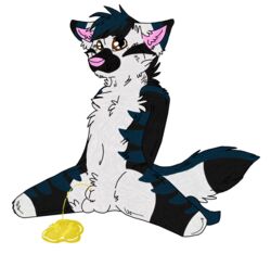 anthro balls canine cute fox male male_only mammal peeing puddle rcfox sheath sitting solo spread_legs spreading urine watersports