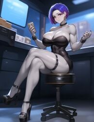 ai_generated big_breasts heels muscular_female raven_(dc)